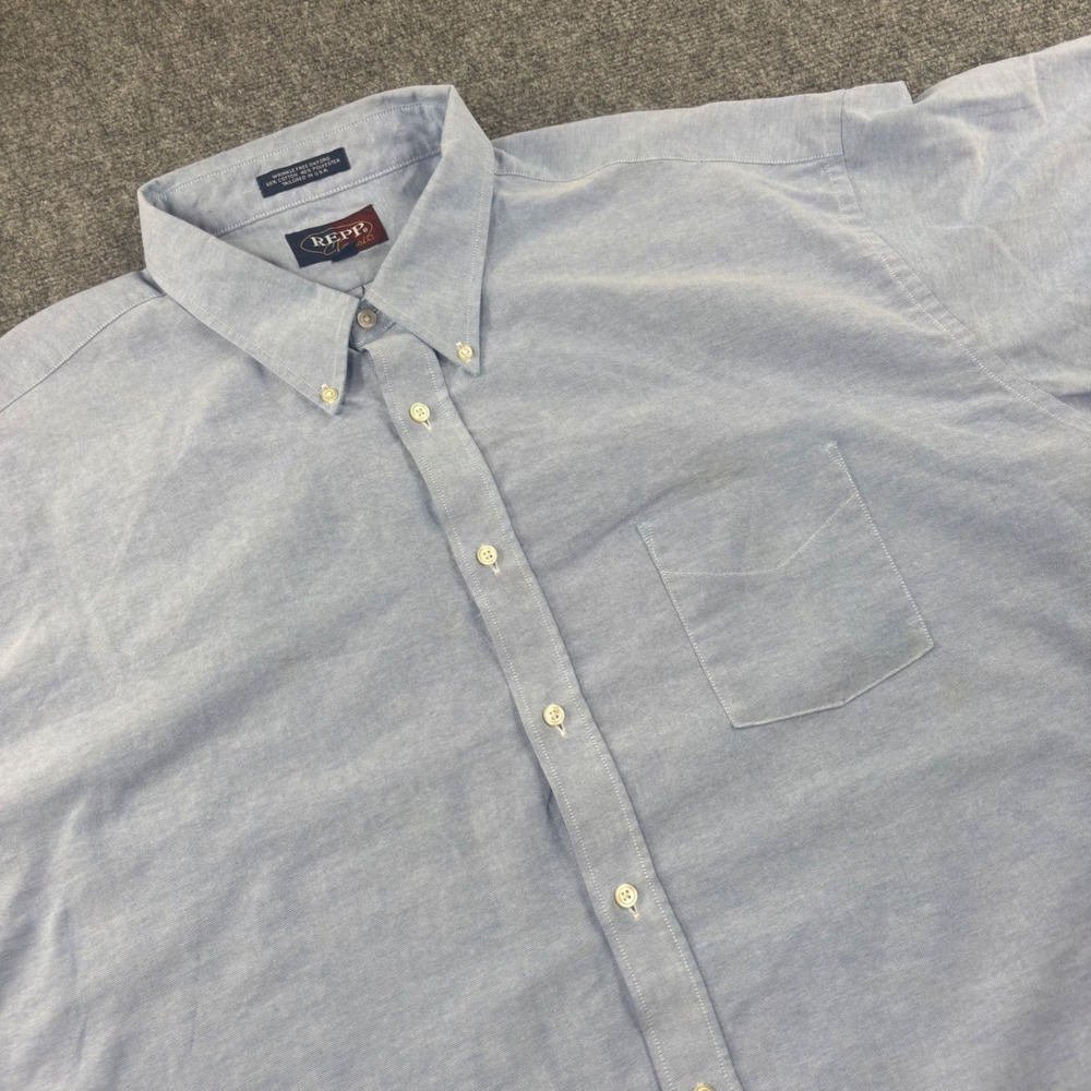 REPP Classic Oxford Shirt 20 Big/Tall Blue Short Sleeve Button Down Flaw Men's